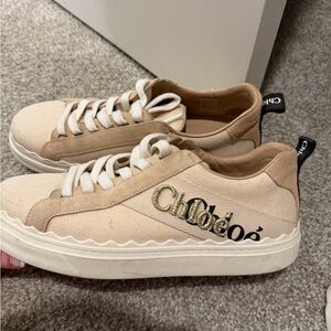 Chloe Beige and White Sneakers